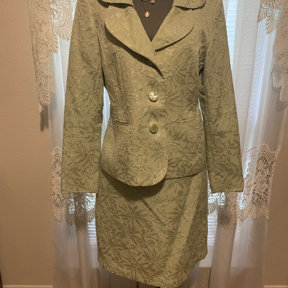 Rafael Light Green Patterned Blazer - image 1